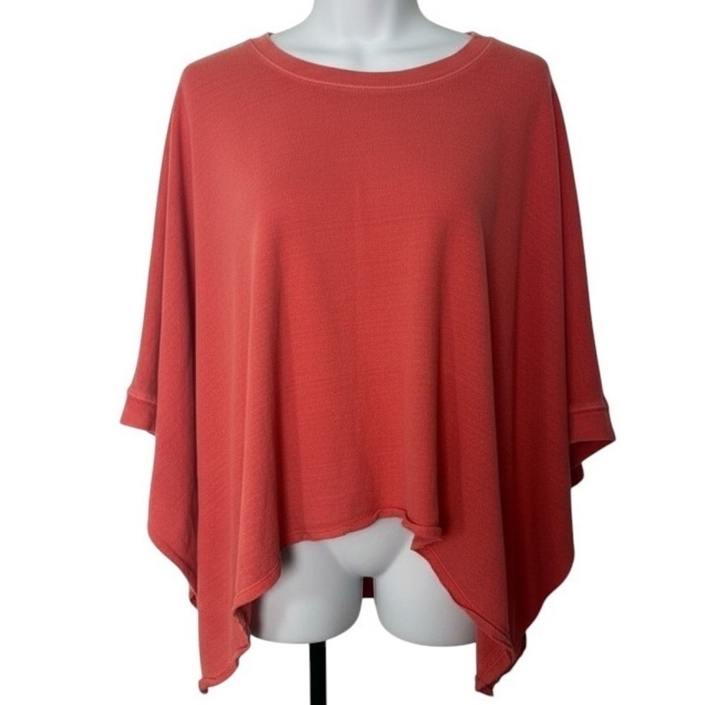 Free People We The Free Oversized Crop Top Coral Red Handkerchief Hem Small